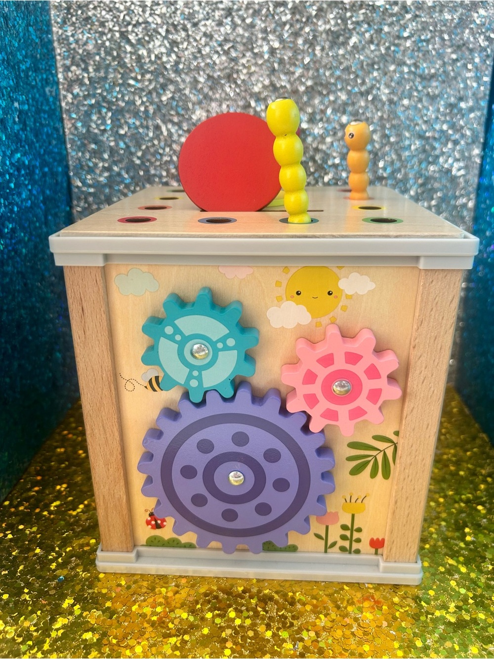 Wooden Multi-Activity Learning Cube with Bead Maze - Multi-Color - Picture 2 of 6